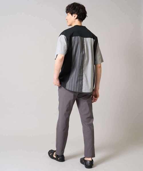 a.v.v（アーヴェヴェ）の「【マシンウォッシャブル】ハーフジップバックシャン切替カットソー（Tシャツ/カットソー・メンズ・ブラック/ホワイト・48/50/46）」の13枚目の写真