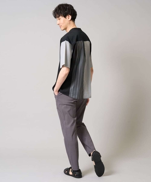 a.v.v（アーヴェヴェ）の「【マシンウォッシャブル】ハーフジップバックシャン切替カットソー（Tシャツ/カットソー・メンズ・ブラック/ホワイト・48/50/46）」の14枚目の写真