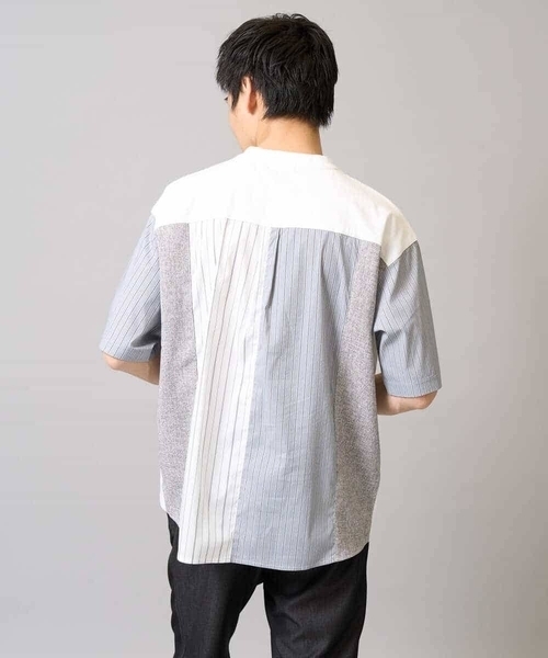 a.v.v（アーヴェヴェ）の「【マシンウォッシャブル】ハーフジップバックシャン切替カットソー（Tシャツ/カットソー・メンズ・ブラック/ホワイト・48/50/46）」の17枚目の写真