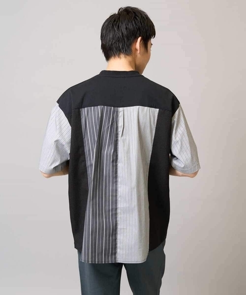 a.v.v（アーヴェヴェ）の「【マシンウォッシャブル】ハーフジップバックシャン切替カットソー（Tシャツ/カットソー・メンズ・ブラック/ホワイト・48/50/46）」の19枚目の写真