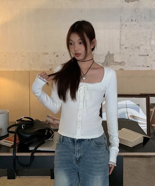 Mayree(メイリー)の「【URGE:】レイヤード リボン カットソー(Tシャツ/カットソー・レディース・ホワイト・SMALL/MEDIUM/LARGE/X-LARGE)」の5枚目の写真