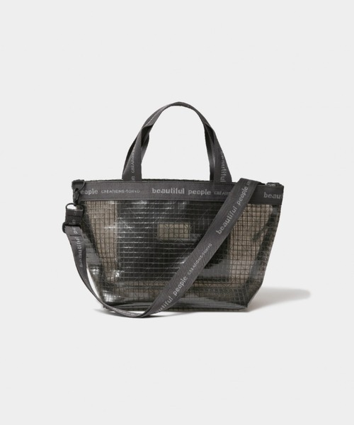 beautiful people(ビューティフルピープル)の「beautiful people plaid vinyl logo tape bag m 1515611970(ショルダーバッグ・レディース・クリア/ブラック・FREE)」の2枚目の写真