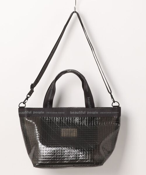 beautiful people(ビューティフルピープル)の「beautiful people plaid vinyl logo tape bag m 1515611970(ショルダーバッグ・レディース・クリア/ブラック・FREE)」の4枚目の写真