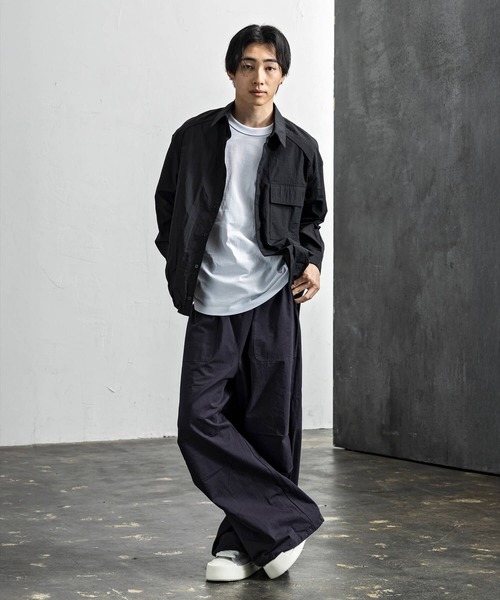 +CLOSET(プラスクローゼット)の「ポケット付き比翼シャツ(シャツ/ブラウス・メンズ・ブラック/サックスブルー・LARGE/MEDIUM/SMALL)」の4枚目の写真
