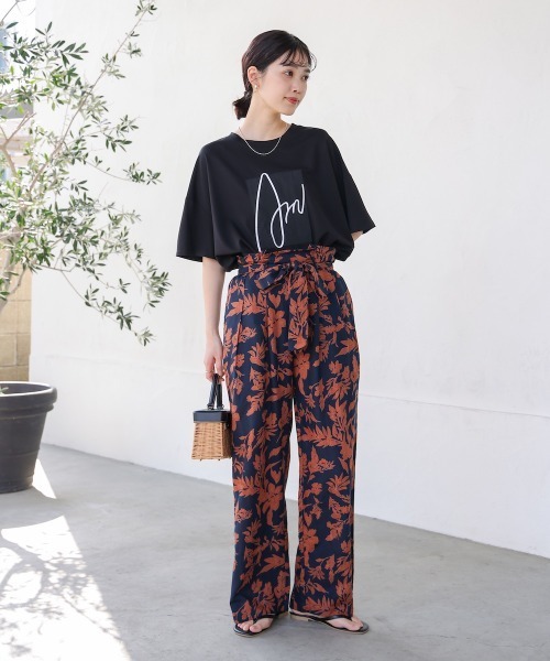 Bou Jeloud(ブージュルード)の「麻レーヨンボタニカルパンツ(その他パンツ・レディース・ブラウン/ブラック・38)」の7枚目の写真