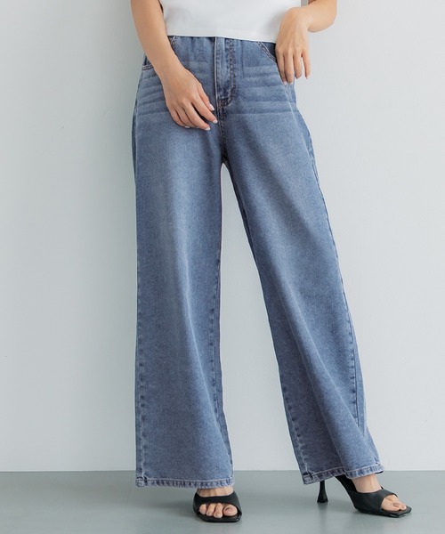 coca（coca）（コカ）の「ウエストゴムイージーパンツ（デニムパンツ・レディース・ライトブルー/グレー/ブルー・S/M/L）」の3枚目の写真