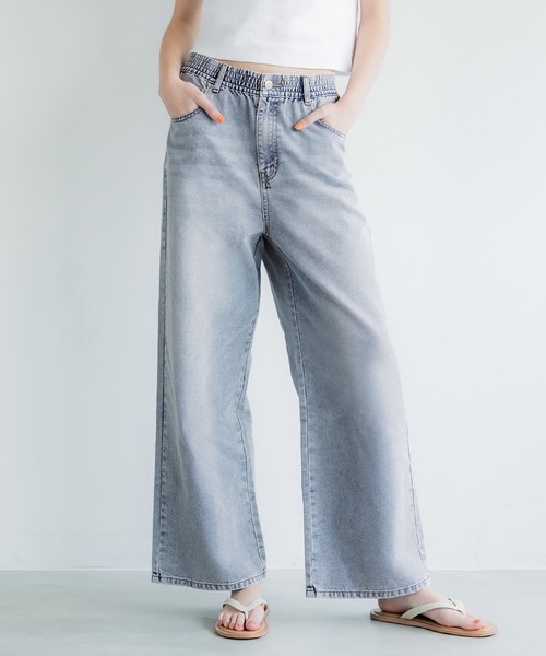 coca（coca）（コカ）の「ウエストゴムイージーパンツ（デニムパンツ・レディース・ライトブルー/グレー/ブルー・S/M/L）」の2枚目の写真