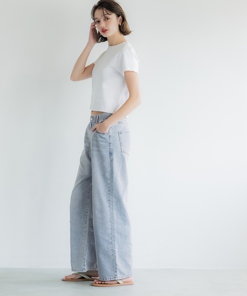 coca（coca）（コカ）の「ウエストゴムイージーパンツ（デニムパンツ・レディース・ライトブルー/グレー/ブルー・S/M/L）」の13枚目の写真