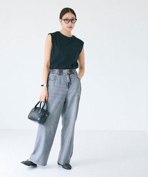 coca(coca)(コカ)の「\26ss新色追加/サマーデニムウエストゴムイージーパンツ(デニムパンツ・レディース・ライトブルー/グレー/ブルー/アイボリー・S/M/L)」の13枚目の写真