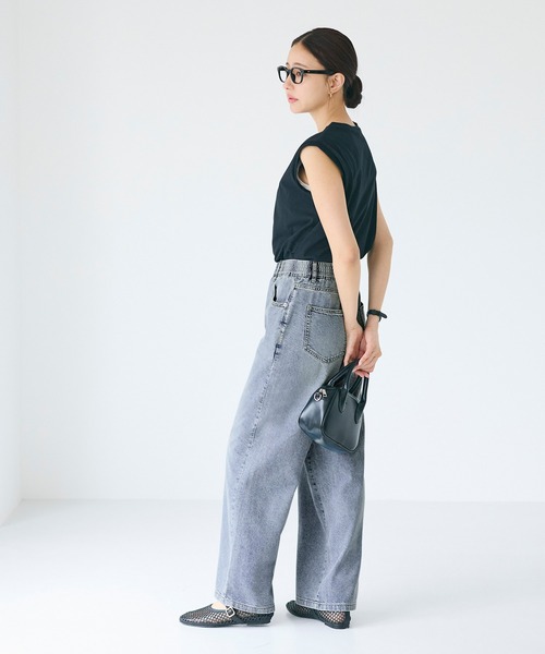 coca(coca)(コカ)の「\26ss新色追加/サマーデニムウエストゴムイージーパンツ(デニムパンツ・レディース・ライトブルー/グレー/ブルー/アイボリー・S/M/L)」の14枚目の写真