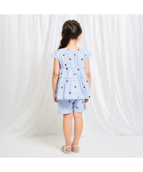apres les cours(アプレレクール)の「【セットアップ可/ジュニア対応】3柄ティアード刺繍チュニック(Tシャツ/カットソー・キッズ・アイボリー/ピンク/ストライプ・80/90/100/110/120/130/140)」の10枚目の写真
