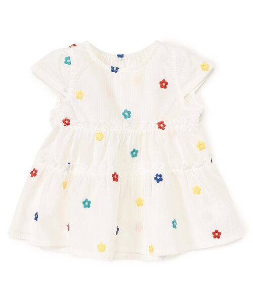 apres les cours(アプレレクール)の「【セットアップ可/ジュニア対応】3柄ティアード刺繍チュニック(Tシャツ/カットソー・キッズ・アイボリー/ピンク/ストライプ・80/90/100/110/120/130/140)」の12枚目の写真