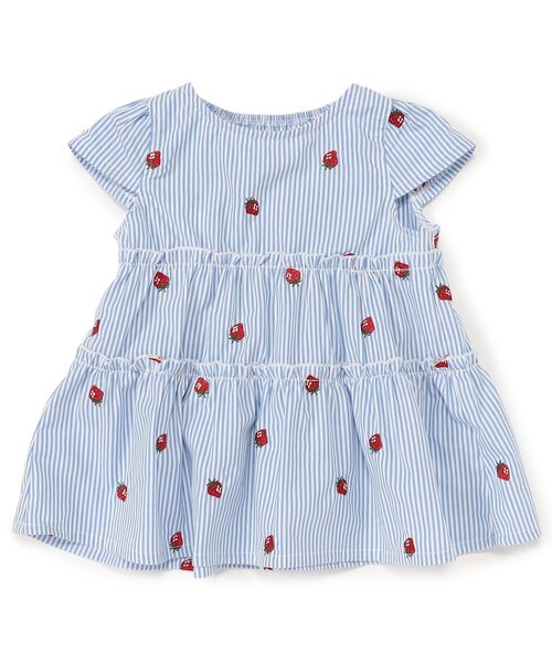 apres les cours(アプレレクール)の「【セットアップ可/ジュニア対応】3柄ティアード刺繍チュニック(Tシャツ/カットソー・キッズ・アイボリー/ピンク/ストライプ・80/90/100/110/120/130/140)」の15枚目の写真