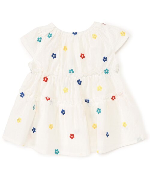 apres les cours(アプレレクール)の「【セットアップ可/ジュニア対応】3柄ティアード刺繍チュニック(Tシャツ/カットソー・キッズ・アイボリー/ピンク/ストライプ・80/90/100/110/120/130/140)」の16枚目の写真