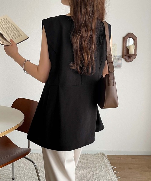 classicalelf(クラシカルエルフ)の「夏コーデを格上げ♪比翼デザイン麻調ペプラムジレベスト(ベスト・レディース・ベージュ/ブラック/チャコール/ブラウン・X-LARGE/SMALL/MEDIUM/LARGE)」の13枚目の写真