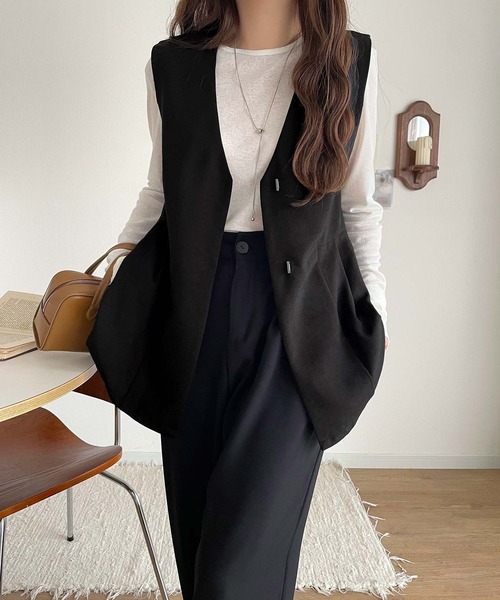 classicalelf(クラシカルエルフ)の「夏コーデを格上げ♪比翼デザイン麻調ペプラムジレベスト(ベスト・レディース・ベージュ/ブラック/チャコール/ブラウン・X-LARGE/SMALL/MEDIUM/LARGE)」の16枚目の写真