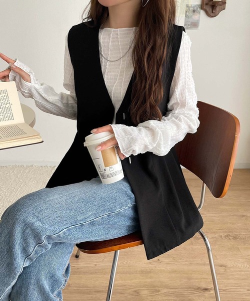 classicalelf(クラシカルエルフ)の「夏コーデを格上げ♪比翼デザイン麻調ペプラムジレベスト(ベスト・レディース・ベージュ/ブラック/チャコール/ブラウン・X-LARGE/SMALL/MEDIUM/LARGE)」の17枚目の写真