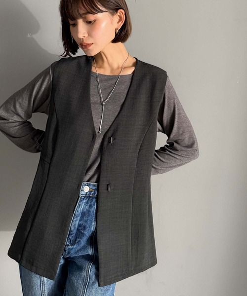 classicalelf(クラシカルエルフ)の「夏コーデを格上げ♪比翼デザイン麻調ペプラムジレベスト(ベスト・レディース・ベージュ/ブラック/チャコール/ブラウン・X-LARGE/SMALL/MEDIUM/LARGE)」の22枚目の写真