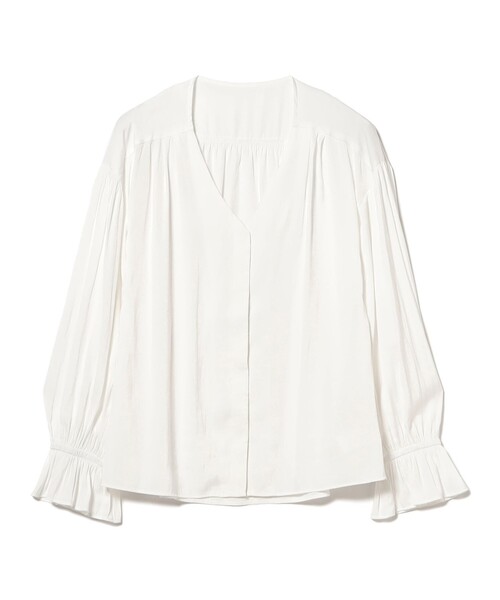 B:MING by BEAMS(ビーミングバイビームス)の「【洗える】Vネック ギャザー ブラウス(S~M)(シャツ/ブラウス・レディース・オフホワイト/ライトブルー/ネイビー・MEDIUM/SMALL)」の9枚目の写真
