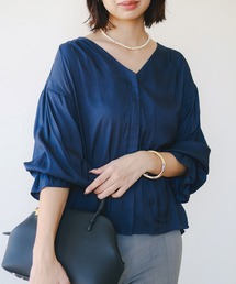 B:MING by BEAMS | 【洗える】Vネック ギャザー ブラウス（S～M）(シャツ/ブラウス)