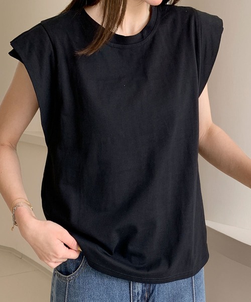 LOWO(ロワ)の「【綿100%使用】ニュアンスカラーフレンチスリーブTシャツ カットソー(Tシャツ/カットソー・レディース・ホワイト/チャコールグレー/グレー/カーキ/ブラック・FREE)」の3枚目の写真