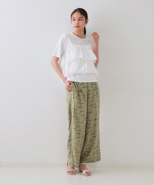 OPAQUE.CLIP（オペークドットクリップ）の「レタープリントイージーワイドパンツ【洗濯機洗い可】（その他パンツ・レディース・ブラック系/オリーブ系・40/38/42）」の15枚目の写真