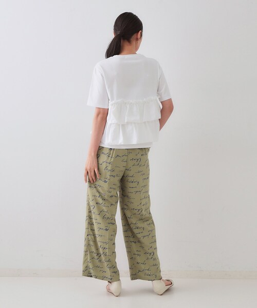 OPAQUE.CLIP（オペークドットクリップ）の「レタープリントイージーワイドパンツ【洗濯機洗い可】（その他パンツ・レディース・ブラック系/オリーブ系・40/38/42）」の14枚目の写真