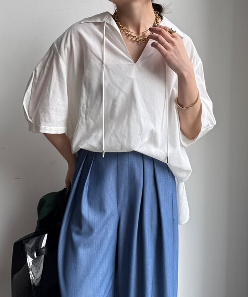 セール】【WEB限定】襟付スキッパーシャツ（シャツ/ブラウス