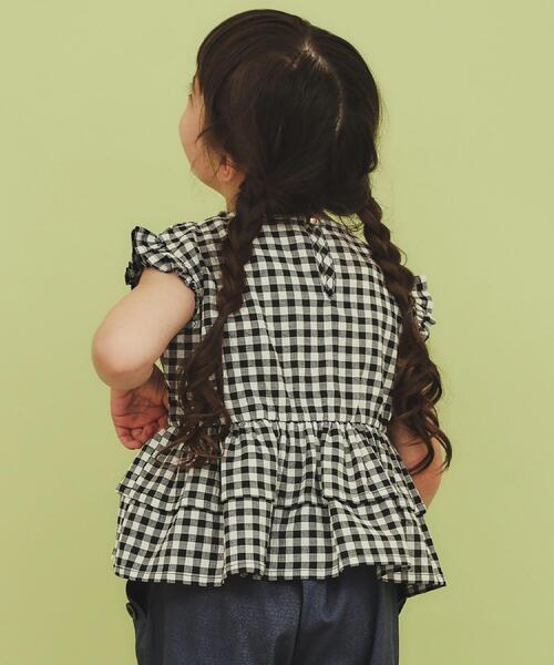 THE SHOP TK （ザ ショップ ティーケー ）の「【110-150】ギンガムチェックティアードブラウス/セットアップ可・洗濯機OK（シャツ/ブラウス・キッズ・ブラック系1/キャメル・11/12/13/14/15 ）」の19枚目の写真