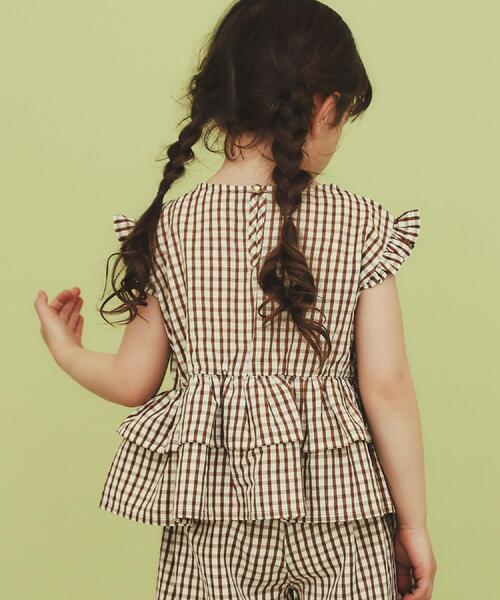 THE SHOP TK （ザ ショップ ティーケー ）の「【110-150】ギンガムチェックティアードブラウス/セットアップ可・洗濯機OK（シャツ/ブラウス・キッズ・ブラック系1/キャメル・11/12/13/14/15 ）」の12枚目の写真