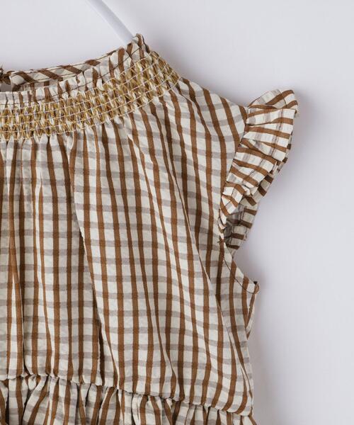 THE SHOP TK （ザ ショップ ティーケー ）の「【110-150】ギンガムチェックティアードブラウス/セットアップ可・洗濯機OK（シャツ/ブラウス・キッズ・ブラック系1/キャメル・11/12/13/14/15 ）」の7枚目の写真