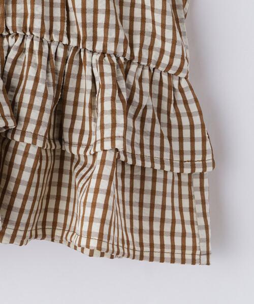 THE SHOP TK （ザ ショップ ティーケー ）の「【110-150】ギンガムチェックティアードブラウス/セットアップ可・洗濯機OK（シャツ/ブラウス・キッズ・ブラック系1/キャメル・11/12/13/14/15 ）」の6枚目の写真