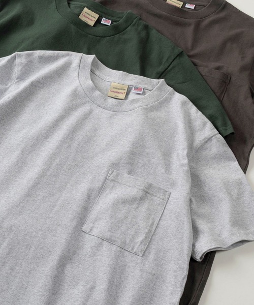 Goodwear(グッドウェア)の「【75】【Goodwear/グッドウェア】 ヘビーウェイト USAコットン 無地ポケット半袖Tシャツ/レギュラーシルエット/コンパクトTシャツ(Tシャツ/カットソー・メンズ・ダークグリーン/ブラック/チャコールグレー/ホワイト/ダークブルー/カーキ/グレー/ブラウン/ネイビー/グレー系その他/ブラウン系その他/ピンク/ベージュ・M/L/XL/S)」の4枚目の写真