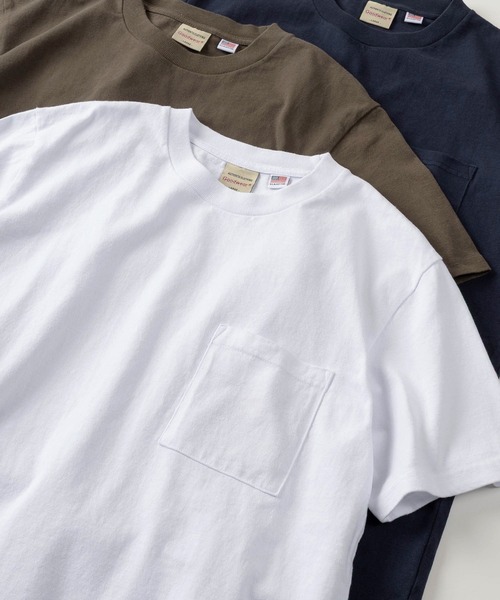 Goodwear(グッドウェア)の「【75】【Goodwear/グッドウェア】 ヘビーウェイト USAコットン 無地ポケット半袖Tシャツ/レギュラーシルエット/コンパクトTシャツ(Tシャツ/カットソー・メンズ・ダークグリーン/ブラック/チャコールグレー/ホワイト/ダークブルー/カーキ/グレー/ブラウン/ネイビー/グレー系その他/ブラウン系その他/ピンク/ベージュ・M/L/XL/S)」の2枚目の写真