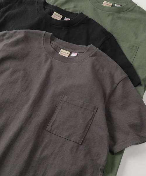 Goodwear(グッドウェア)の「【75】【Goodwear/グッドウェア】 ヘビーウェイト USAコットン 無地ポケット半袖Tシャツ/レギュラーシルエット/コンパクトTシャツ(Tシャツ/カットソー・メンズ・ダークグリーン/ブラック/チャコールグレー/ホワイト/ダークブルー/カーキ/グレー/ブラウン/ネイビー/グレー系その他/ブラウン系その他/ピンク/ベージュ・M/L/XL/S)」の1枚目の写真