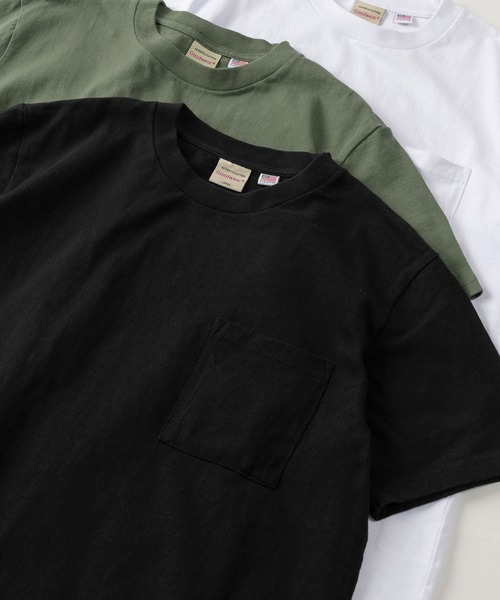 Goodwear(グッドウェア)の「【75】【Goodwear/グッドウェア】 ヘビーウェイト USAコットン 無地ポケット半袖Tシャツ/レギュラーシルエット/コンパクトTシャツ(Tシャツ/カットソー・メンズ・ダークグリーン/ブラック/チャコールグレー/ホワイト/ダークブルー/カーキ/グレー/ブラウン/ネイビー/グレー系その他/ブラウン系その他/ピンク/ベージュ・M/L/XL/S)」の3枚目の写真