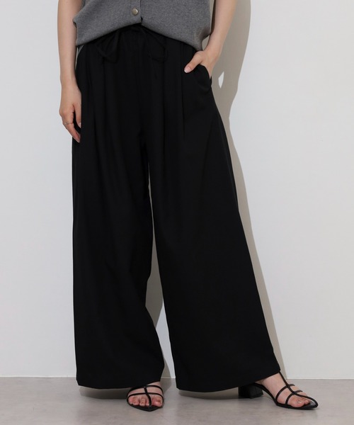 hunch(ハンチ)の「hunch リネン混ワイドイージーパンツ(その他パンツ・レディース・チャコール/ブラック/オフホワイト/グリーン・FREE)」の3枚目の写真