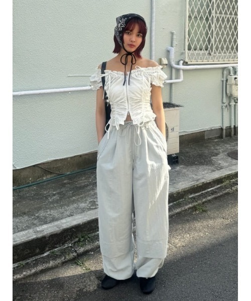 SLY（スライ）の「FRONT BUTTON STRAIGHT PT フロントボタン ストレート パンツ（スラックス・レディース・ライトグレー/ブラック・1/2）」の22枚目の写真