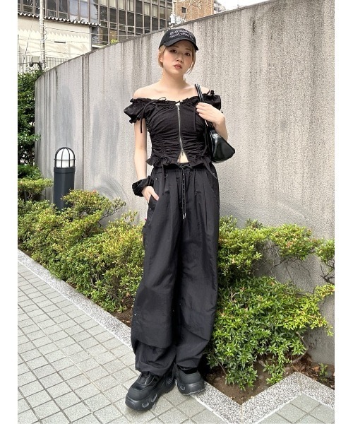 SLY（スライ）の「FRONT BUTTON STRAIGHT PT フロントボタン ストレート パンツ（スラックス・レディース・ライトグレー/ブラック・1/2）」の20枚目の写真
