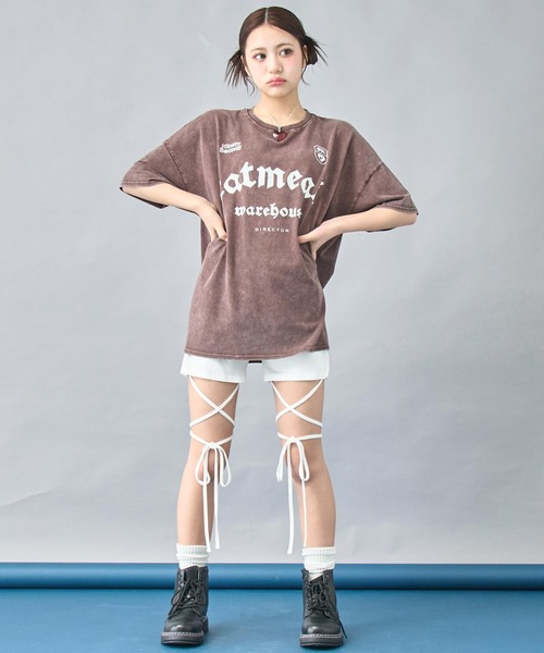 ANAP（アナップ）の「ケミカルウォッシュ クラッププリント ビッグTシャツ（Tシャツ/カットソー・レディース・ホワイト/ブラウン/ブラック系その他・FREE）」の9枚目の写真