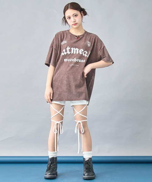 ANAP（アナップ）の「ケミカルウォッシュ クラッププリント ビッグTシャツ（Tシャツ/カットソー・レディース・ホワイト/ブラウン/ブラック系その他・FREE）」の10枚目の写真