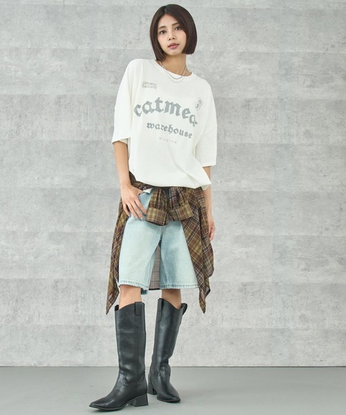 ANAP（アナップ）の「ケミカルウォッシュ クラッププリント ビッグTシャツ（Tシャツ/カットソー・レディース・ホワイト/ブラウン/ブラック系その他・FREE）」の19枚目の写真