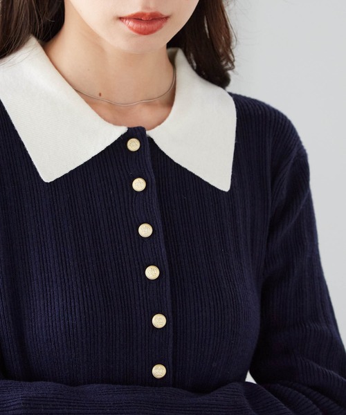 RANAN（ラナン）の「【低身長サイズ追加！】リブニットポロワンピース（ワンピース・レディース・ブラック/グレー/ボルドー/ネイビー・M/L/LL/SP）」の18枚目の写真