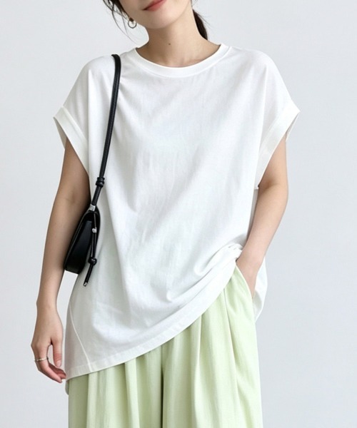 ONEP STAR(ワンピスター)の「コットン半袖ロングTシャツ(Tシャツ/カットソー・レディース・ベージュ/オフホワイト・MEDIUM)」の5枚目の写真