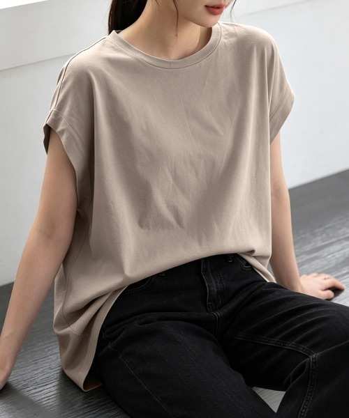ONEP STAR(ワンピスター)の「コットン半袖ロングTシャツ(Tシャツ/カットソー・レディース・ベージュ/オフホワイト・MEDIUM)」の15枚目の写真