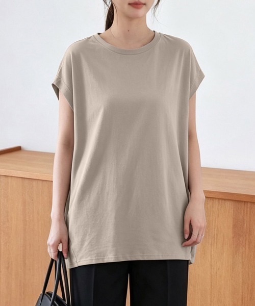 ONEP STAR(ワンピスター)の「コットン半袖ロングTシャツ(Tシャツ/カットソー・レディース・ベージュ/オフホワイト・MEDIUM)」の18枚目の写真