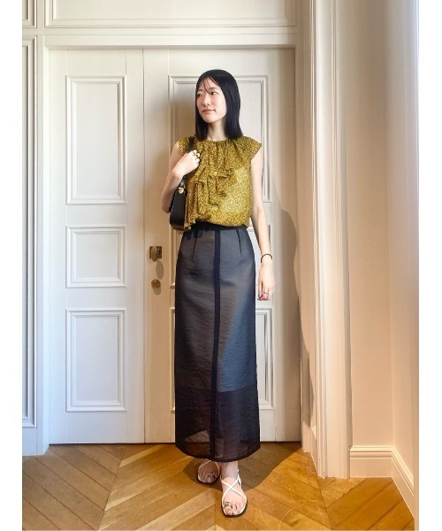 allureville(アルアバイル)の「シアーレイヤードタイトスカート(スカート・レディース・ブラック/オフホワイト・1/2)」の16枚目の写真