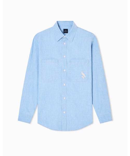 ARMANI EXCHANGE（アルマーニエクスチェンジ）の「【A|X アルマーニ エクスチェンジ】コットンシャンブレー 長袖シャツ/REGULAR+（シャツ/ブラウス・メンズ・インディゴブルー・SMALL/MEDIUM/LARGE/X-SMALL/X-LARGE）」の2枚目の写真
