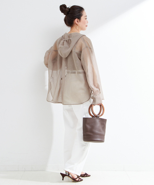 B.C STOCK（ベーセーストック）の「《追加7》手洗い可 / フードシアーブルゾン（ブルゾン・レディース・ブルー/ブラック/ホワイト/ウッド・FREE）」の5枚目の写真