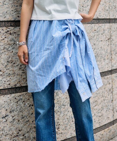 etsinta（エシンタ）の「【etsinta】マルチウェイオーバースカートシャツ（スカート・レディース・ブルー/ブラック・ONE SIZE）」の2枚目の写真